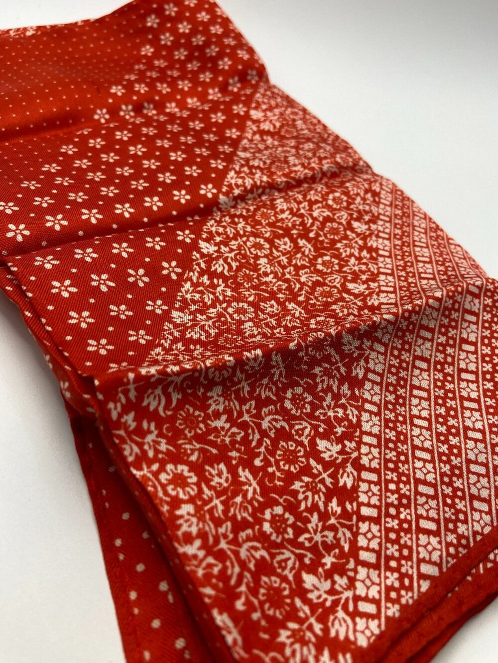 Vintage 100% Silk 60's Scarf Red and White Floral Print Baar & Beards